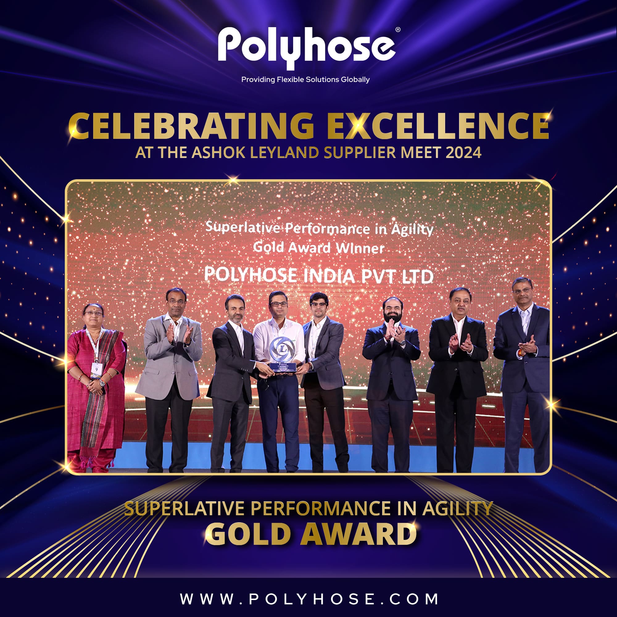 Polyhose has been honored with the Gold Award at the Ashok Leyland Supplier Meet 2024